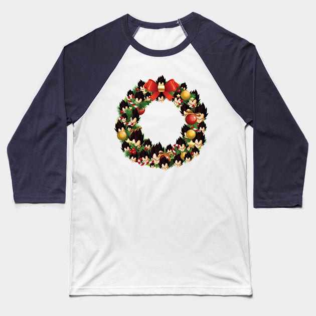 Vegeta Dragon Ball Z Multiface Christmas Wreath Baseball T-Shirt by Rebus28